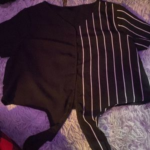 half black half stripped shirt.